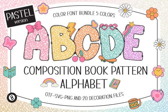 Composition Book Pattern Pastel: A Nostalgic Font with a Modern Twist
